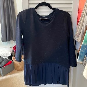 Dark blue and white speckled top